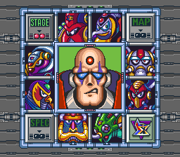 Mega Man X Boss Select Screen
